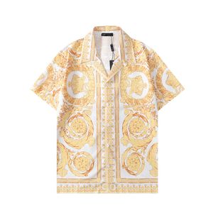 Высококачественные дизайнерские блузки-рубашки Мужские Camisas De Hombre Модные геометрические буквы с принтом Повседневные рубашки Мужчины с коротким рукавом с отложным воротником Деловая классическая рубашка M-3XL016