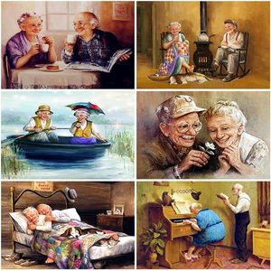 Dikiş 5d diy portre elmas boyama karikatür tam kare yuvarlak matkap çift yaşlı erkek kadın elmas nakış çapraz ev dekor