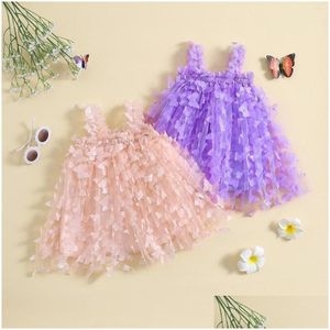 Платья для девочек, платье на бретелях без рукавов для маленьких девочек, милое летнее платье принцессы для младенцев, 3D бабочка, милая бутиковая одежда для малышей, Dro Dhan1