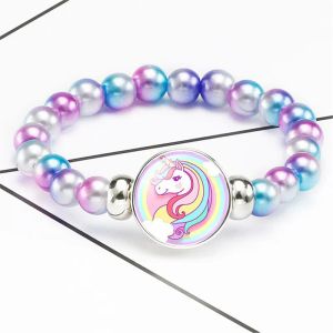 Children Girl Boy Star Printing Colorful childrens unicorn bracelet Wristband Flexible Wrap Slap Bracelet Animal Enfant Bangle