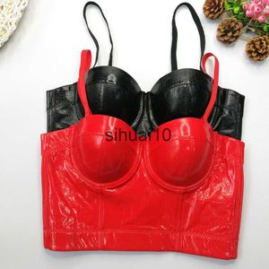 Women's T-Shirt Crocodile pattern bustier bra embossed PU leather camisole women summer outer wear sexy Crop top corset backless nightclub tanks J230627