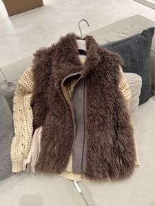 Kvinnors västar Brunello Winter Chocolate Color Pärled Get Cucinelli Plush Fur Vest