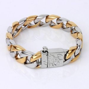 Charm Bracelets In Hip Hop Heavy Cuban Link Chain Male Bracelet Bangle Gold Silver Color Stainless Steel Special For Men Wmen Jewelry Gift