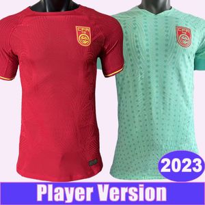 2023 China Nationalmannschaft Herren-Fußballtrikots Spielerversion #5 ZHANG L.P. #7 WU LEI #9 AI K.S. Heim-Rote Auswärts-Fußballtrikots, kurzärmlige Uniformen