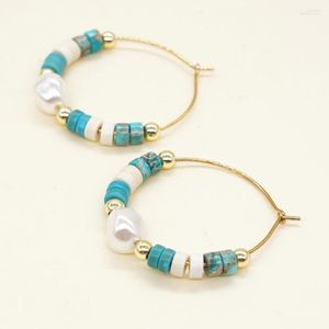 Hoop Earrings Go2Boho 2023 Fashional Pearl Women's Golden Natural Stone Handmade For Ladies Accessories Girls' Leisure Time