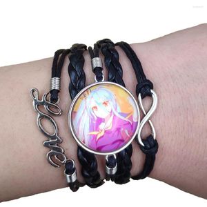 Charm armband anime flerskikt söta mode japanska no game life läder armband tid pärla unika oändlighet kärlek 013-019