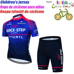 Cycling Jersey Sets Kids Quick step Cycling Jersey TDF Set Slovenia Belgium Boys Girl Cycling Clothing Children Road Bike Shirt Suit 230626