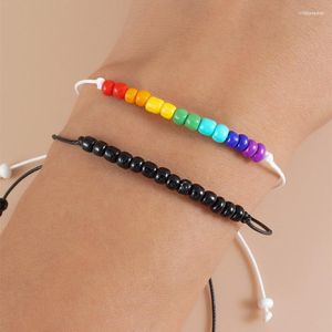 Braccialetti con ciondoli Braccialetto intrecciato con perline di riso alla moda Coppia regolabile Regalo per cintura lesbica gay