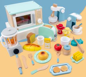 Mutfaklar Oyun Gıda Ahşap Mutfak Hayali Ev Oyuncak Simülasyon Tost Makinesi Kahve Makinesi Gıda Karıştırıcı Çocuk Oyun Evi Oyuncak Erken Eğitim Hediye 230626