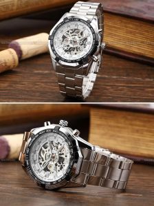 Hot 2023 Winner Brand Luxury Sport Men Automatic Skeleton Mechanical Military Watch Men Full Steel Stainless Band reloj