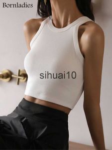 Kvinnors t-shirt BornLadies 2022 Summer Tank Topps Women Casual Crop Tops Sexiga flickor Suspender Vest O-Neck OL Slim Ribber Sleeveless T Shirt Tops J230627