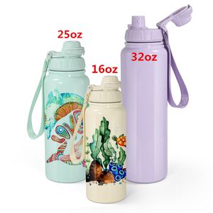 25oz 32oz sublimering sport vatten flaska macaron 304 rostfritt stål tumlare läckfast sport vatten flaska för camping resor 6 färger kan välja