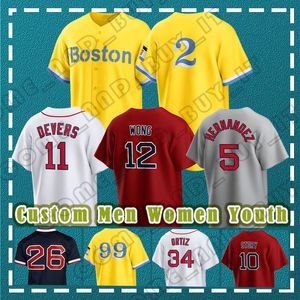 5 Enrique Hernandez Baseball Jersey 11 Rafael Devers Connor Wong David Ortiz Ted Williams Boston Alex Verdugo Justin Turner Masataka Yoshida Chris Martin Chris Sale