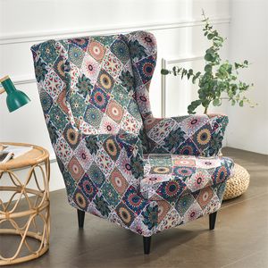 Chair Covers Bohemia Style Wing Chair Cover Spandex Armchair Cover Washable Sofa Slipcovers With Seat Cushion Covers Footstool Ottoman Covers 230627