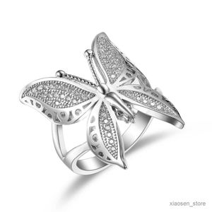 Wedding Rings Cute Female Big Butterfly Open Ring Simple Wedding Rings Sterling Engagement R230627