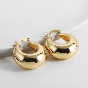 Hoop Earrings Punk Gold Color Metal Smooth Chunky Round Circle For Women Trendy Geometric Thick Party Jewelry Gift