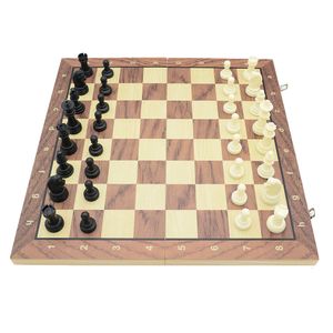 Gry szachowe 6 Size Magnetyczne składanie drewnianych szachów międzynarodowych szachy backgammon Travel Chess Board Set Drafts Portable Game planszowe 230626