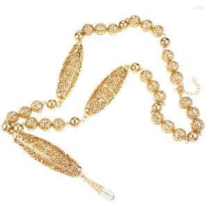 Catene Sunspicems Algeria Collana con cravatta da donna Colore oro Catena a sfere in metallo Girocollo Arabo Marocco Sposa Gioielli da sposa Caftano Petto