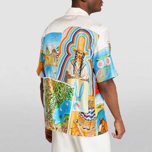 Men's Casual Casablanca Designer Shirt Landscape Men and Women Short Sleeve Silk Shirts Casablanc Polos