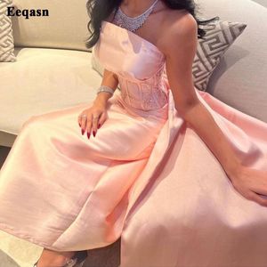 Urban Sexy Dresses Eeqasn Mermaid Pink Satin Saudi Arabia Evening Dress Formal Prom Gowns Applices Lace Corset Back Red Carpet Celebrity 230627