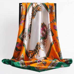 Halsdukar mode 90x90 kerchief tryckt huvudduk grossist filt chiffong hijab kvinnor foulard bandanna wrap sjal
