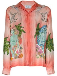 Nya Casablanca Men Fashion Trend Designer Silk Shirt Print Casual mångsidig långärmad Hawaii Beach Polos Classic Styie Shirt Casablanc Tops