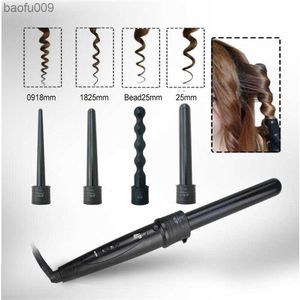 4p Electric Ionic Fine Hair Curling Iron Wand Ceramic Barrel Curler Big Wave Tool Style Bead Spiral Salon Roller Wavy Hairstyle L230520