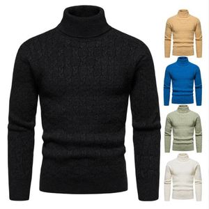 Novo casaco de tricô masculino slim fit jacquard gola alta suéter moderno