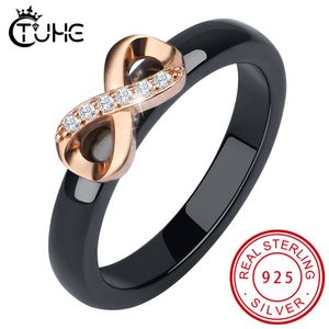 Solitaire Ring 925 Sterling Rose Gold Infinity Ring Ring Charms Gift Endless Healthy Ceramic Rings Never Fade Fashion Rings For Women 230626