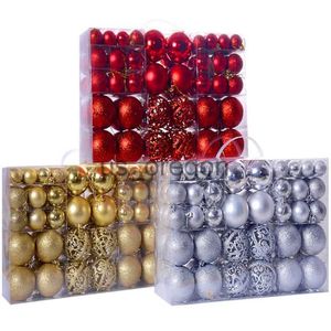 Objetos decorativos estatuetas 100 pçs 36 cm bola de natal caixa de presente decorações para árvores de natal enfeites pendurados pó fosco bolas ocas ano novo decoração de casa