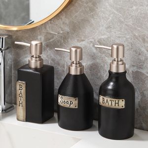 Dispensers Frosted Black Ceramics Soap Dispenser Bathroom Shampoo Bottle Bath Products Shampoo Dispenser Portable Soap Bottle