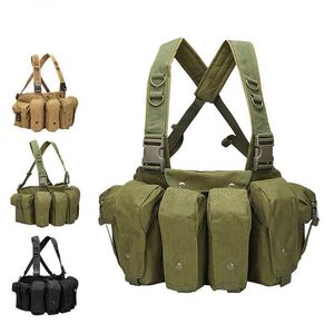 Multifunktionspåsar Multifunktion AK Vest US Fan CS Field Combat Hunt Gear Vest Bag Chest Rig Outdoor Vest Tactical BagHKD230627