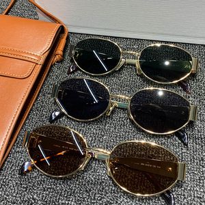 Triomphe Metall-Sonnenbrille CL40235U, ovale Damen-Designer-Sonnenbrille, Vintage-Metall-Dünnrahmen-Hardware, Spiegelbein, verschreibungspflichtige Mode-Party-Brille, Originalverpackung