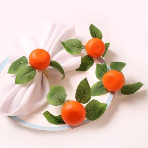 Anelli per asciugamani 6 pezzi / lotto tavolo da pranzo tovagliolo porta fibbie limone arancione set di 6 anello decorativo per foglie di vite con frutta artificiale per feste 230627