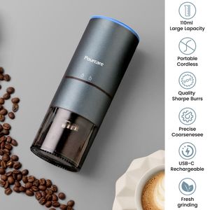 Manual kaffekvarnar Rostfritt stål Kärna Kaffekvarnelektriskt kaffebönare Kvarnare USB Raddningsbar LED -Ambient Light Coffee Machine 230627