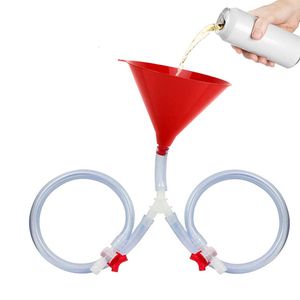 Tabletop Wine Racks Double Header Tube Beer Filling Funnel Leakproof Long Thick Bong with Valve for Drinking Games Music Party 230626