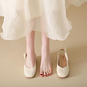 Low Sandals Heels Dress Women Shoes Cover Square Head Toe Ankle Strap Ol Office Lady Shoe Solid Heel 10937