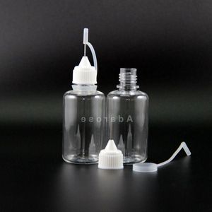 30 ML PET Damlalık şişe 100 ADET Metal İğne Ucu İğne Kapağı Yüksek şeffaf damlalıklı şişeler Buhar E çiğ Suyu Drwmc