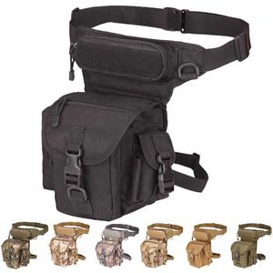 Multi-function Bags Men's Military Tactical Drop Leg Bag Waist Pack Adjustable Thigh Belt Hiking 800D Waterproof Nylon Motorcycle Riding Camping BagHKD230627