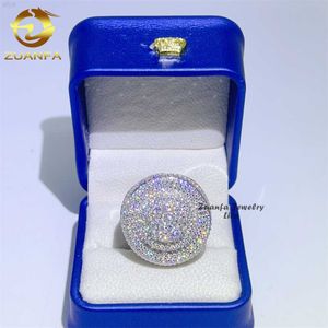 Özel Büyük Hip Hop Rapçi 925 STERLING Silver VVS Moissanite Buzlu Erkekler Elmas Yüzük