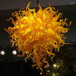 Chandeliers Hand Blown Dale Chihuly Lamp Yellow Mango Colored Glass Chandelier