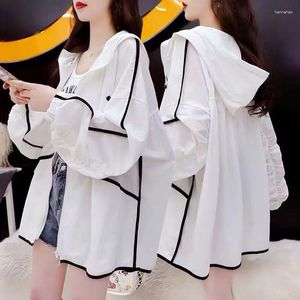 Jaquetas femininas com capuz jaqueta oversize mulher 2023 à prova de sol retalhos streetwear casaco coreano harajuku com zíper para mulheres em agasalhos