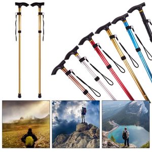 Bastoncini da passeggio regolabili Canna da arrampicata in lega di alluminio Canna da arrampicata telescopica pieghevole a quattro sezioni Bastoncini da trekking Canna per anziani