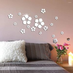 Adesivos de parede 18Pcs DIY Adesivo 3d Acrílico Espelho Modern TV Fundo Arte Mural Decoração Do Banheiro Decoração Da Casa