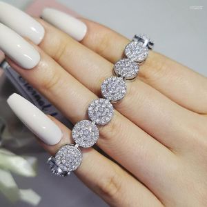 Bangle Luxury 17cm 19cm Length Silver Color CZ Zircon Bracelets Bangles For Women Wedding Christmas Gifts Jewelry S810