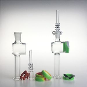 Novo coletor de néctar de vidro de 7,5 polegadas com pontas de quartzo de 10 mm e 14 mm Keck Clip 10 ML para recipiente de silicone Reclaimer Nector Collector Kit para fumar