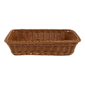 Dinnerware Sets Shelf Desktop Storage Basket Holder Home Big Bread 28X18X6.5CM Chic Fruit Brown Plastic Pastoral Child