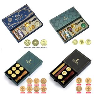 Stamps Wax Set Stamps Gift Box Sealing Zodiac Signs Stamp Seals Creative Starry Fire Paint Particle Envelope Craft Supplies Card Making 230626