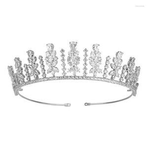 Hair Clips EYER 2023 Vintage Ethnic Bridal Tiaras Copper CZ Luxury Flower Crystal And Crowns For Women Jewelry