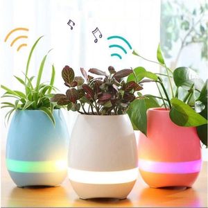 Lampade da tavolo 3 colori Music Flower Pot Altoparlante Smart Wireless Bluetooth Mini Altoparlanti per la casa Desk Touch Small Night LED Drop